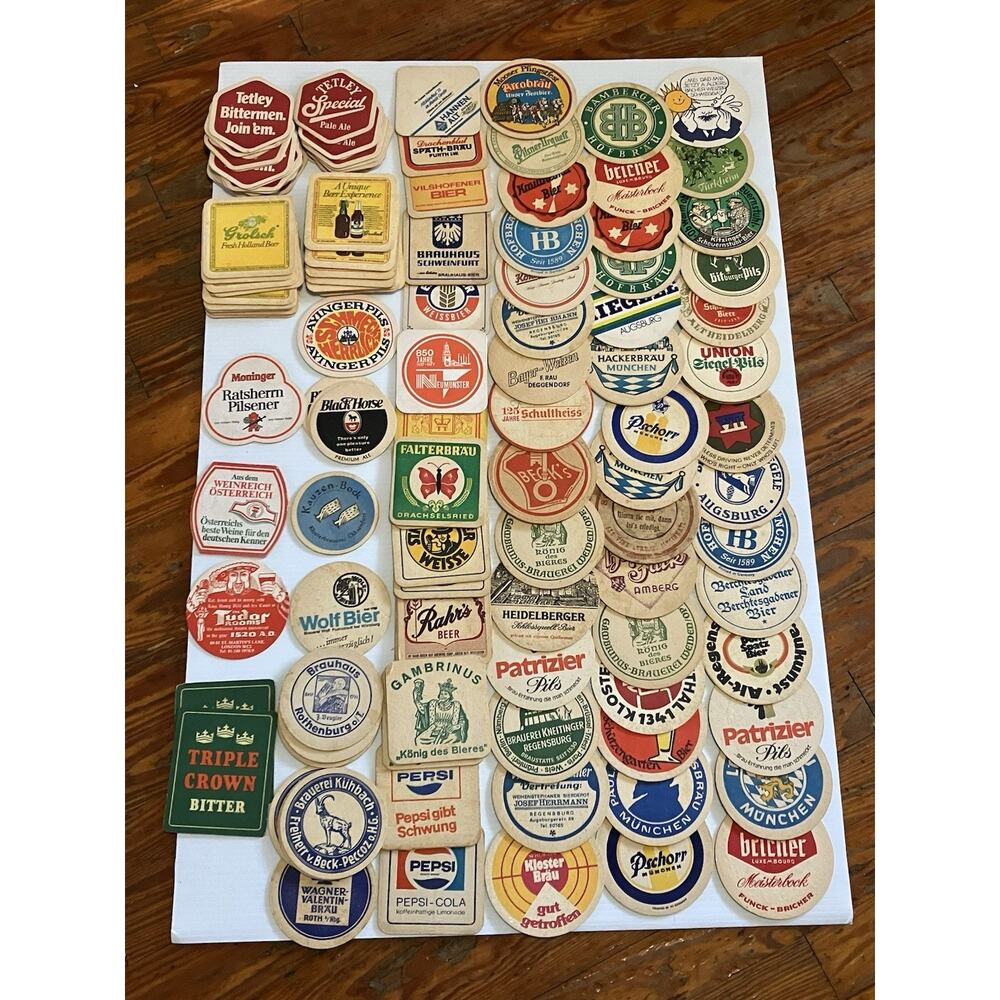Vintage European Beer Coasters Lot: Germany, UK, Holland 1960s 1970s Approx 125